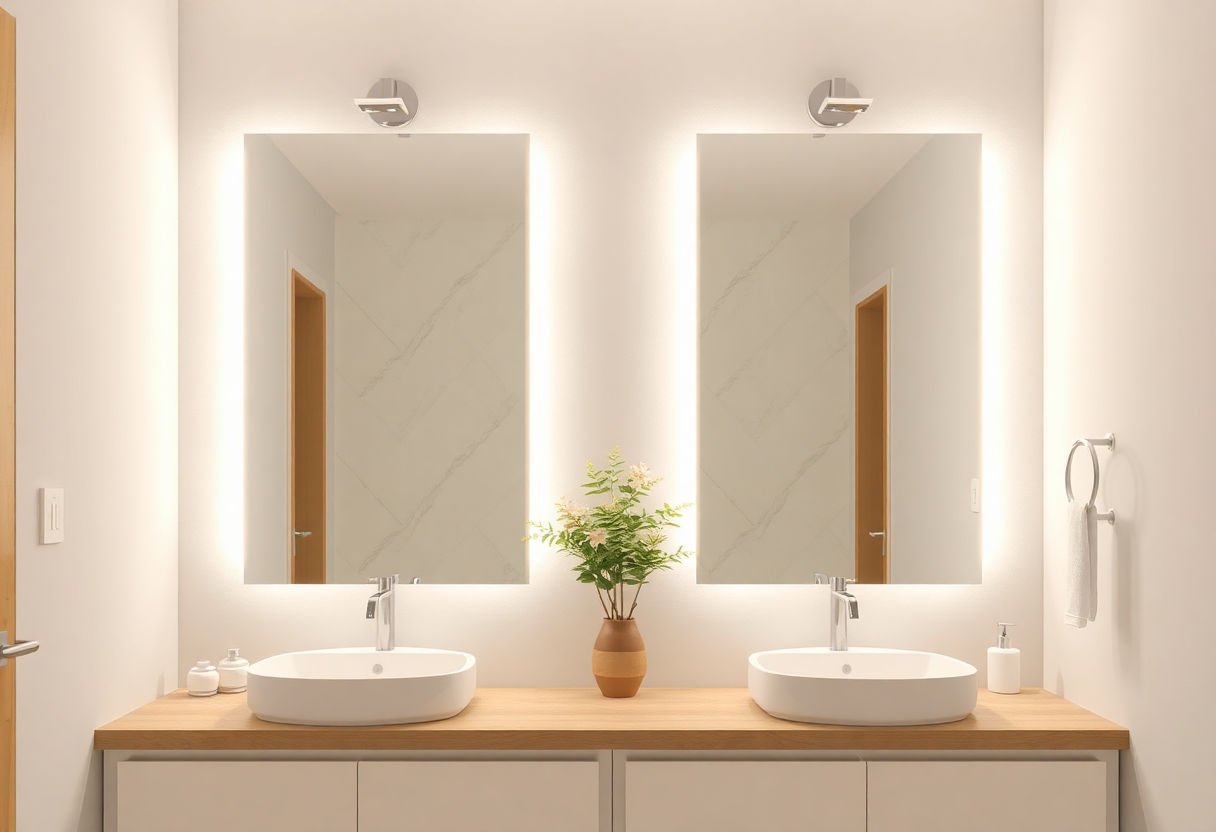 Lampade per specchio in un bagno moderno