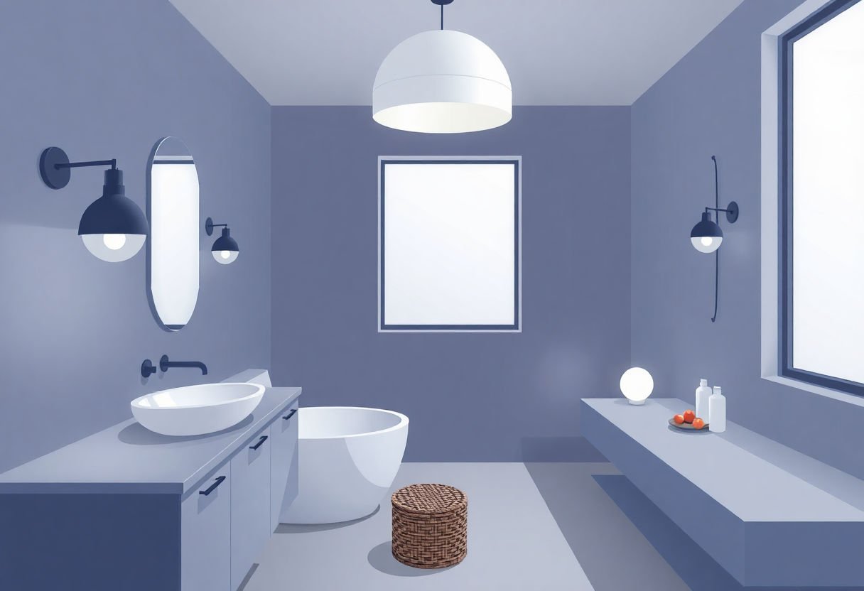 Lampade di design in un bagno moderno