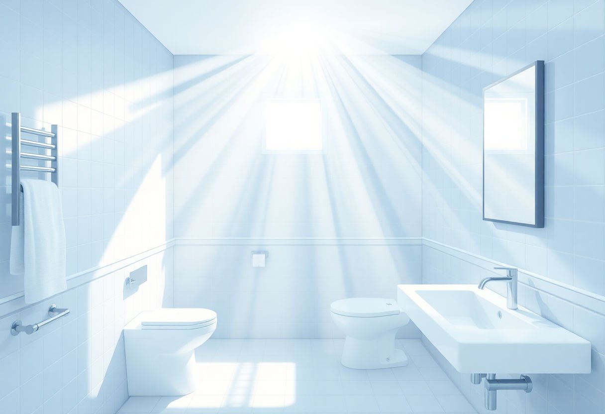 Raggi di luce diffusa in un bagno